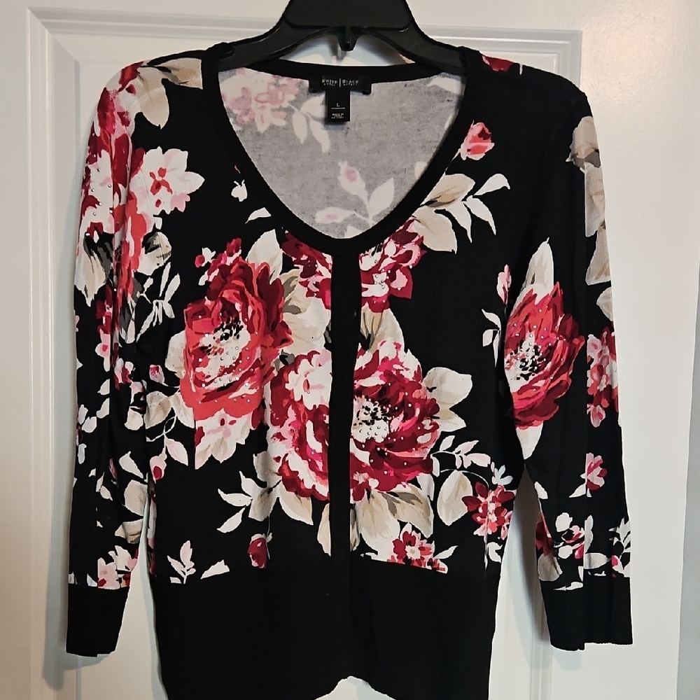 White House Black Market Floral Cardigan